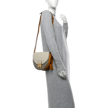 GUCCI GG Supreme Monogram Calfskin Small Padlock Messenger Shoulder Bag Beige Mystic White Sun Oil