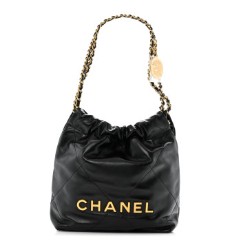 CHANEL Shiny Calfskin Quilted Mini Chanel 22 Black