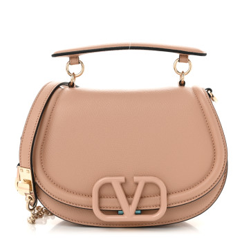 VALENTINO GARAVANI Grainy Calfskin VSling Saddle Bag Rose Cannelle