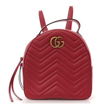 GUCCI Calfskin Matelasse GG Marmont Dome Backpack Hibiscus Red