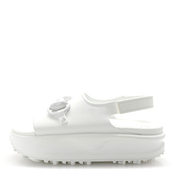 GUCCI Soft Rubber Horsebit Touch Womens Strapped Sandals 37 Great White