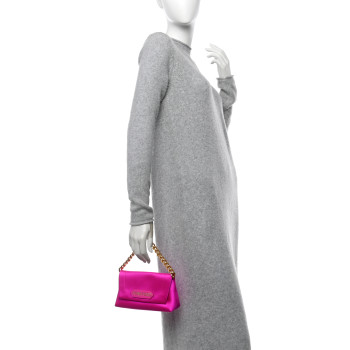 TOM FORD Satin Mini Label Chain Shoulder Bag Hot Pink