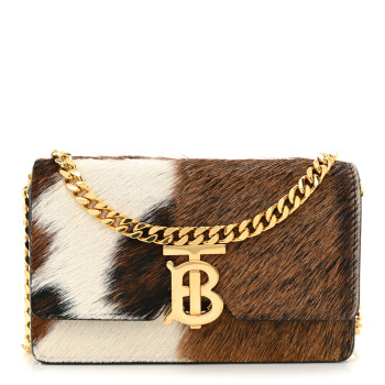 BURBERRY Calf Hair Large Jessie Chain TB Bag Brown