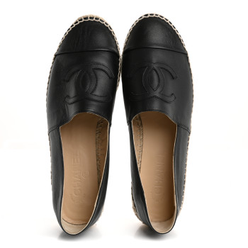 CHANEL Lambskin CC Espadrilles 40 Black