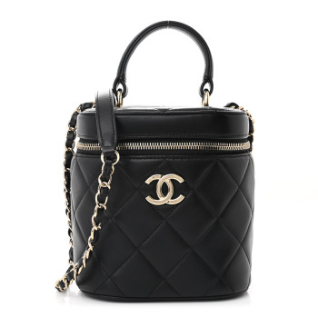 CHANEL Lambskin Quilted Trendy Vanity Case Black