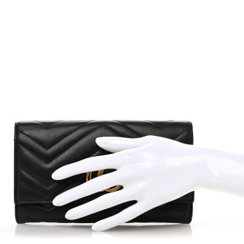 GUCCI Calfskin Matelasse GG Marmont Continental Wallet Black