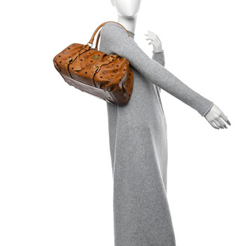 MCM Visetos Boston Bag Cognac