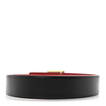 VALENTINO GARAVANI Glossy Calfskin One Stud Reversible Belt 85 34 Black Pure Red