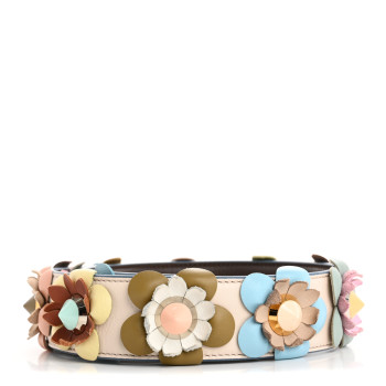 FENDI Vitello Dolce Flowerland Studded Strap You Camelia Moresco Multicolor