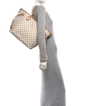 LOUIS VUITTON Damier Azur Braided Neverfull MM Orange