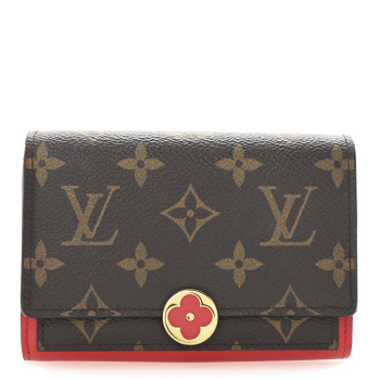 LOUIS VUITTON Monogram Flore Compact Wallet Coquelicot