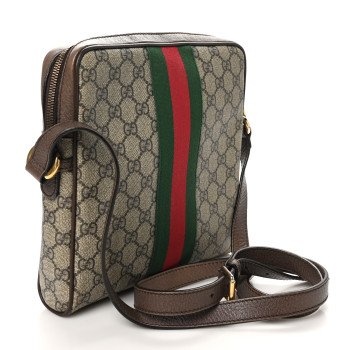 GUCCI GG Supreme Monogram Web Small Ophidia Messenger Bag Brown