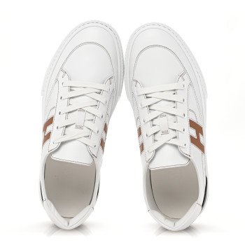 HERMES Calfskin Deep Sneakers 39.5 White Naturel