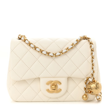 CHANEL Lambskin Quilted Mini Pearl Crush Flap White