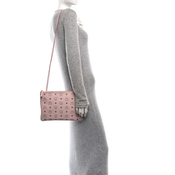 MCM Visetos Medium Crossbody Pouch Powder Pink