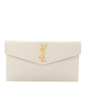 SAINT LAURENT Grain De Poudre Uptown Pouch Blanc Vintage
