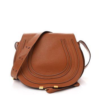 CHLOE Calfskin Medium Marcie Round Crossbody Bag Tan