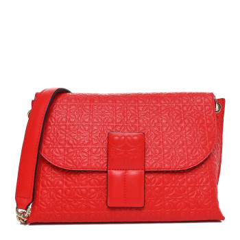 LOEWE Goatskin Embossed Avenue Shoulder Bag Red