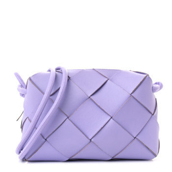 BOTTEGA VENETA Lambskin Intreccio Small Cassette Camera Bag Wisteria