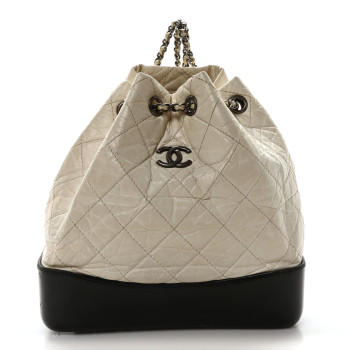CHANEL Aged Calfskin Quilted Small Gabrielle Backpack Black White