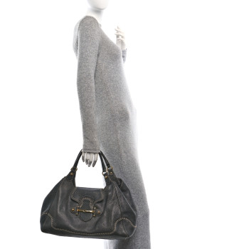 GUCCI Calfskin Large New Pelham Shoulder Bag Grey