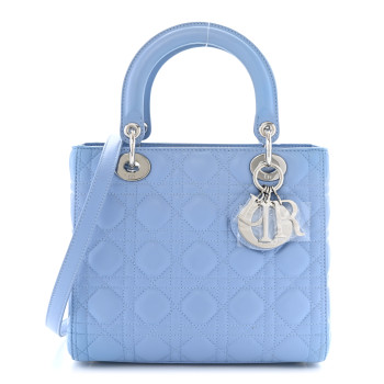 CHRISTIAN DIOR Lambskin Cannage Medium Lady Dior Light Blue