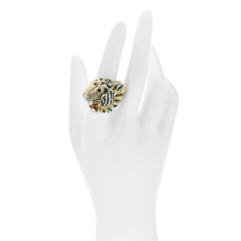 GUCCI Metal Crystal Rajah Ring S Gold