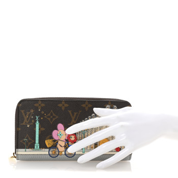 LOUIS VUITTON Monogram 2022 Christmas Animation Paris Zippy Wallet Pink