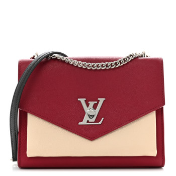 LOUIS VUITTON Soft Calfskin Mylockme Chain Bag BB Lie De Vin Etain Creme