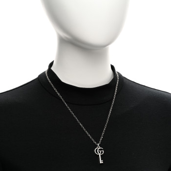 GUCCI Sterling Silver Double G Key Pendant Necklace