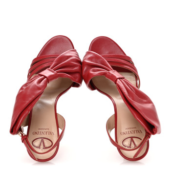 VALENTINO GARAVANI Calfskin Bow Heels 37.5 Rosso