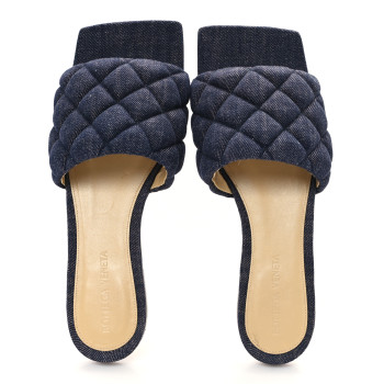 BOTTEGA VENETA Denim Matelasse Padded Flat Sandals 37 Indigo