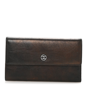 CHANEL Calfskin CC Flap Wallet Gris Fonce