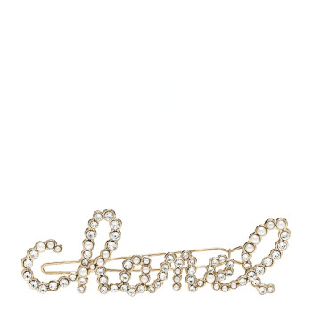 CHANEL Metal Glass Swirling Pearls Hair Clip Gold