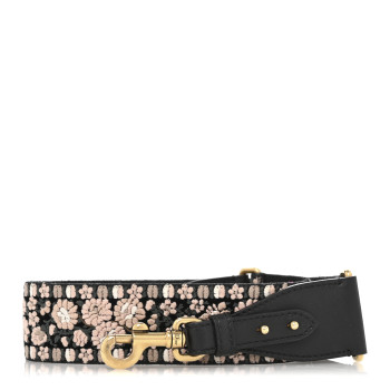 CHRISTIAN DIOR Canvas Embroidered Jardin Japonais Shoulder Strap Black Multicolor
