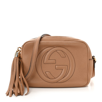 GUCCI Pebbled Calfskin Small Soho Disco Bag Camelia