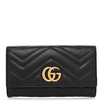 GUCCI Calfskin Matelasse GG Marmont Continental Wallet Black