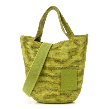 LOEWE Raffia Mini Slit Tote Bag Meadow Green