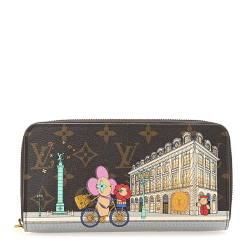 LOUIS VUITTON Monogram 2022 Christmas Animation Paris Zippy Wallet Pink