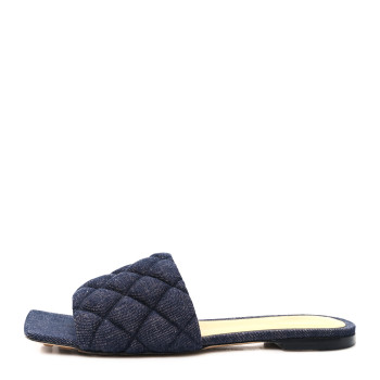 BOTTEGA VENETA Denim Matelasse Padded Flat Sandals 37 Indigo