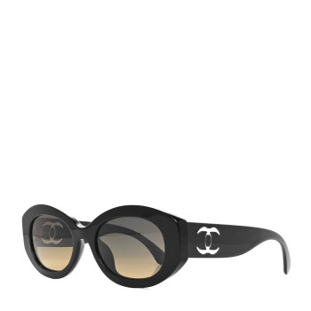 CHANEL Acetate Nyon Oval CC Sunglasses 5528-A Black