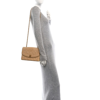 CHANEL Lambskin Quilted Medium Single Flap Beige