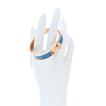 HERMES Narrow Enamel Clic Clac H Bracelet PM Bleu Cielo