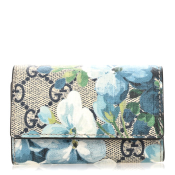 GUCCI GG Supreme Monogram Blooms 6 Key Holder Case Multicolor Blue