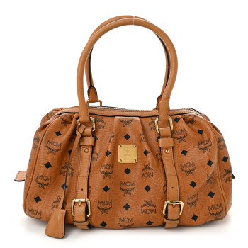 MCM Visetos Boston Bag Cognac