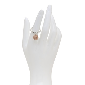 TIFFANY Sterling Silver Rubedo Return to Tiffany Round Charm Ring 52 6