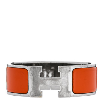 HERMES Enamel Wide Clic Clac H Bracelet PM Orange