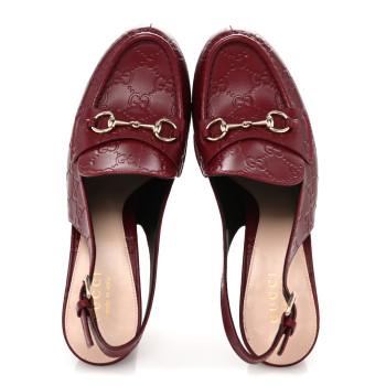 GUCCI Guccissima Horsebit Platform 70/160mm Slingback Mules 40 Rosso Ancora Red