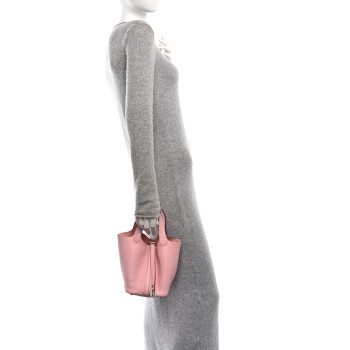 HERMES Taurillon Clemence Picotin Lock 18 PM Rose Sakura