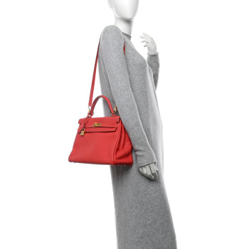 HERMES Togo Kelly Retourne 32 Rouge Pivoine